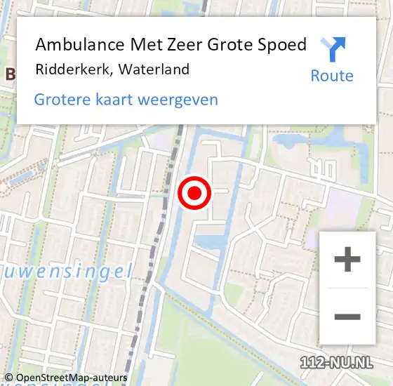 Locatie op kaart van de 112 melding: Ambulance Met Zeer Grote Spoed Naar Ridderkerk, Waterland op 25 februari 2024 16:41