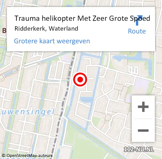 Locatie op kaart van de 112 melding: Trauma helikopter Met Zeer Grote Spoed Naar Ridderkerk, Waterland op 25 februari 2024 16:42