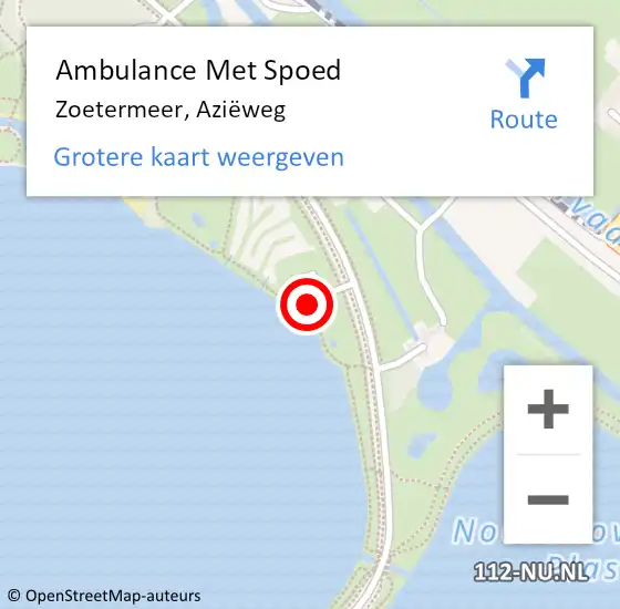 Locatie op kaart van de 112 melding: Ambulance Met Spoed Naar Zoetermeer, Aziëweg op 25 februari 2024 17:05