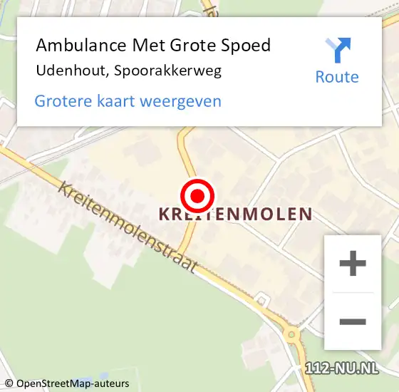 Locatie op kaart van de 112 melding: Ambulance Met Grote Spoed Naar Udenhout, Spoorakkerweg op 27 september 2014 03:47