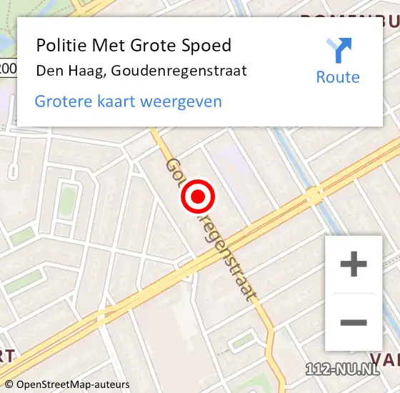 Locatie op kaart van de 112 melding: Politie Met Grote Spoed Naar Den Haag, Goudenregenstraat op 25 februari 2024 17:14