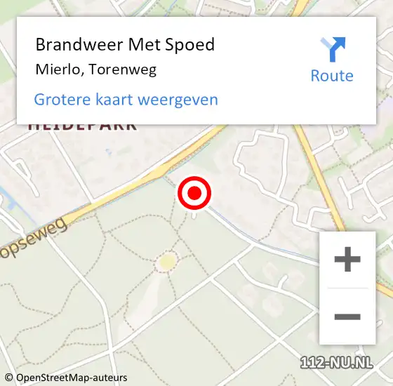 Locatie op kaart van de 112 melding: Brandweer Met Spoed Naar Mierlo, Torenweg op 25 februari 2024 17:20