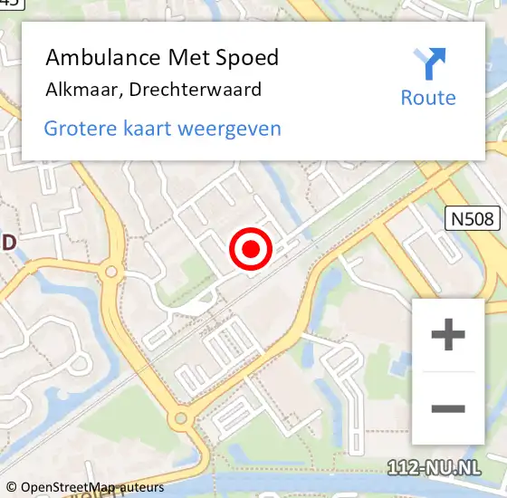 Locatie op kaart van de 112 melding: Ambulance Met Spoed Naar Alkmaar, Drechterwaard op 25 februari 2024 18:00