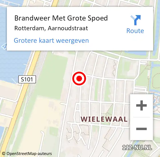 Locatie op kaart van de 112 melding: Brandweer Met Grote Spoed Naar Rotterdam, Aarnoudstraat op 25 februari 2024 18:05