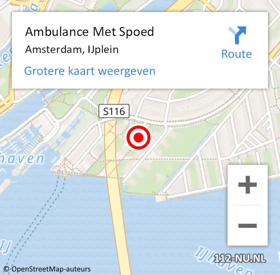 Locatie op kaart van de 112 melding: Ambulance Met Spoed Naar Amsterdam, IJplein op 25 februari 2024 18:09
