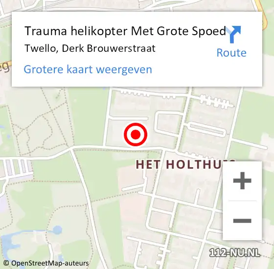 Locatie op kaart van de 112 melding: Trauma helikopter Met Grote Spoed Naar Twello, Derk Brouwerstraat op 25 februari 2024 18:19