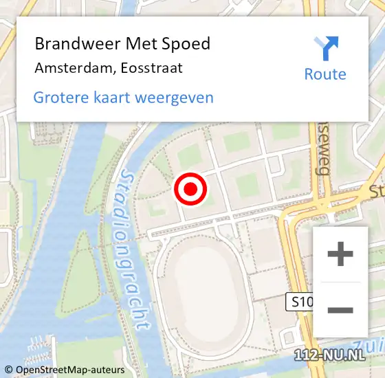 Locatie op kaart van de 112 melding: Brandweer Met Spoed Naar Amsterdam, Eosstraat op 25 februari 2024 19:13