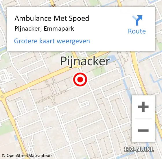 Locatie op kaart van de 112 melding: Ambulance Met Spoed Naar Pijnacker, Emmapark op 25 februari 2024 19:22