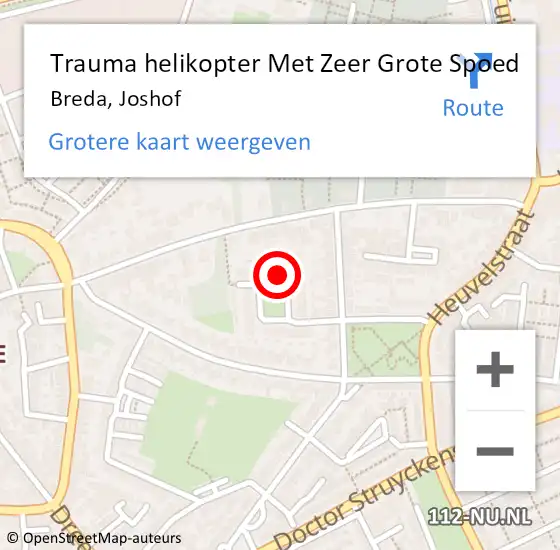 Locatie op kaart van de 112 melding: Trauma helikopter Met Zeer Grote Spoed Naar Breda, Joshof op 25 februari 2024 19:41