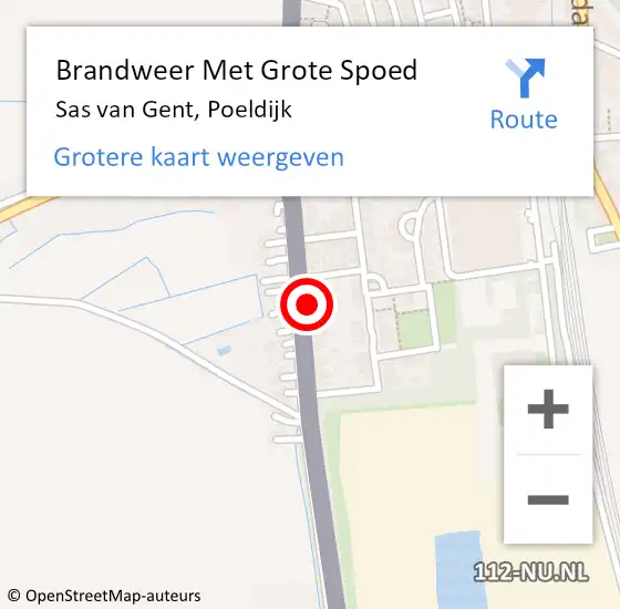 Locatie op kaart van de 112 melding: Brandweer Met Grote Spoed Naar Sas van Gent, Poeldijk op 25 februari 2024 19:56