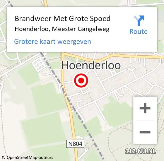 Locatie op kaart van de 112 melding: Brandweer Met Grote Spoed Naar Hoenderloo, Meester Gangelweg op 25 februari 2024 20:06