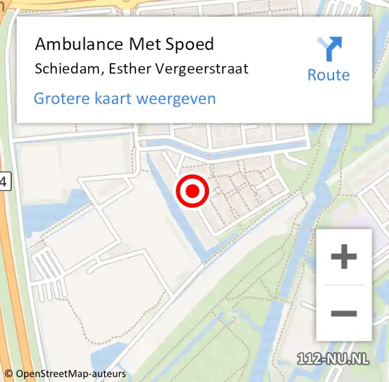 Locatie op kaart van de 112 melding: Ambulance Met Spoed Naar Schiedam, Esther Vergeerstraat op 25 februari 2024 20:28