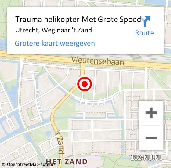 Locatie op kaart van de 112 melding: Trauma helikopter Met Grote Spoed Naar Utrecht, Weg naar 't Zand op 25 februari 2024 21:17
