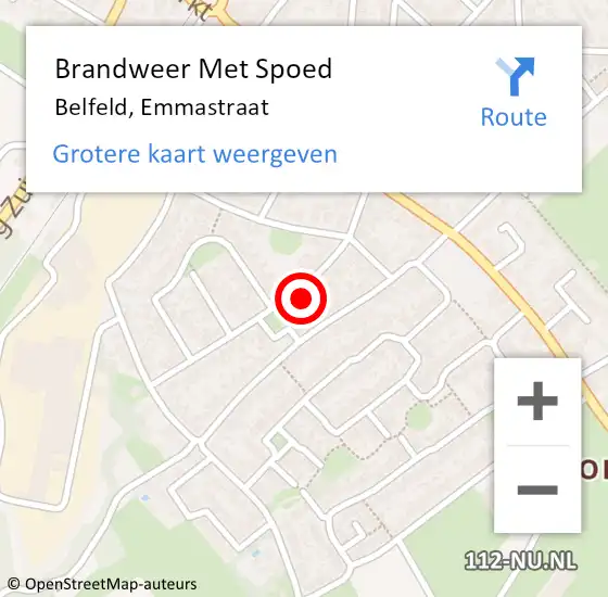 Locatie op kaart van de 112 melding: Brandweer Met Spoed Naar Belfeld, Emmastraat op 25 februari 2024 21:25