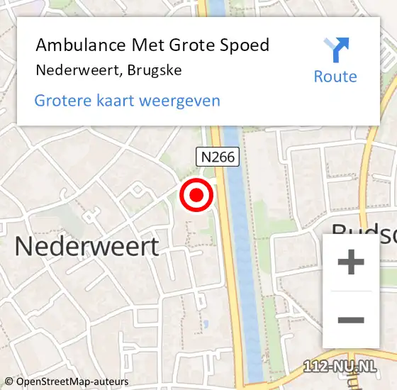 Locatie op kaart van de 112 melding: Ambulance Met Grote Spoed Naar Nederweert, Brugske op 25 februari 2024 21:31