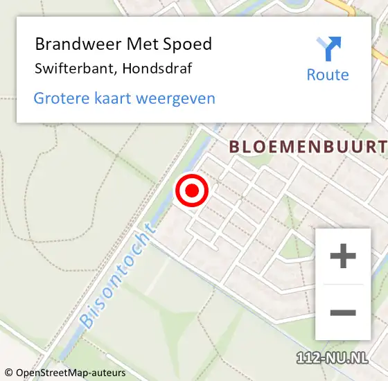 Locatie op kaart van de 112 melding: Brandweer Met Spoed Naar Swifterbant, Hondsdraf op 25 februari 2024 21:42