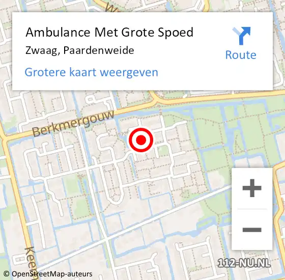 Locatie op kaart van de 112 melding: Ambulance Met Grote Spoed Naar Zwaag, Paardenweide op 25 februari 2024 21:49