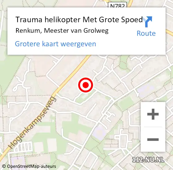 Locatie op kaart van de 112 melding: Trauma helikopter Met Grote Spoed Naar Renkum, Meester van Grolweg op 25 februari 2024 22:41