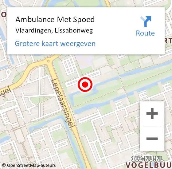 Locatie op kaart van de 112 melding: Ambulance Met Spoed Naar Vlaardingen, Lissabonweg op 25 februari 2024 23:19