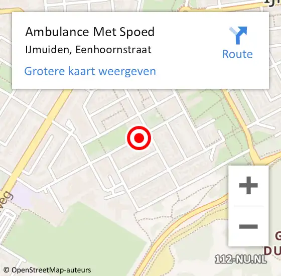 Locatie op kaart van de 112 melding: Ambulance Met Spoed Naar IJmuiden, Eenhoornstraat op 25 februari 2024 23:36