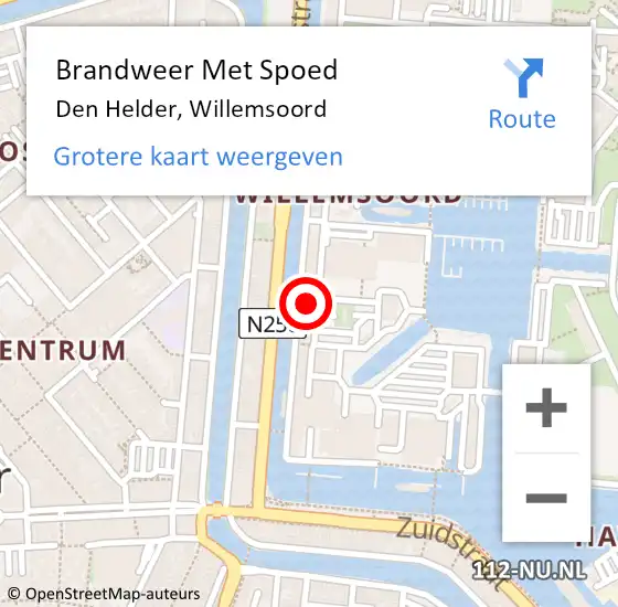 Locatie op kaart van de 112 melding: Brandweer Met Spoed Naar Den Helder, Willemsoord op 25 februari 2024 23:37