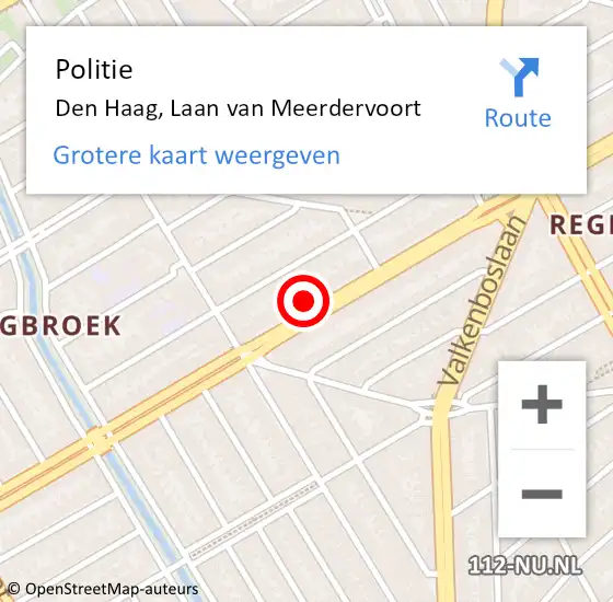 Locatie op kaart van de 112 melding: Politie Den Haag, Laan van Meerdervoort op 25 februari 2024 23:45