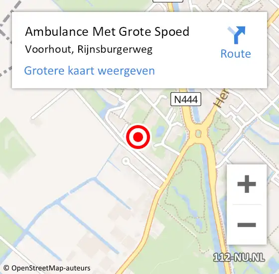 Locatie op kaart van de 112 melding: Ambulance Met Grote Spoed Naar Voorhout, Rijnsburgerweg op 26 februari 2024 00:20