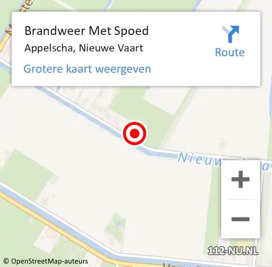 Locatie op kaart van de 112 melding: Brandweer Met Spoed Naar Appelscha, Nieuwe Vaart op 26 februari 2024 01:06