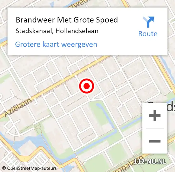 Locatie op kaart van de 112 melding: Brandweer Met Grote Spoed Naar Stadskanaal, Hollandselaan op 26 februari 2024 01:17