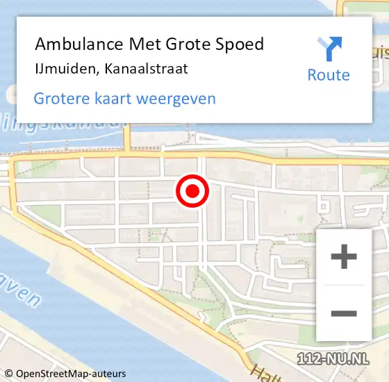 Locatie op kaart van de 112 melding: Ambulance Met Grote Spoed Naar IJmuiden, Kanaalstraat op 26 februari 2024 01:41