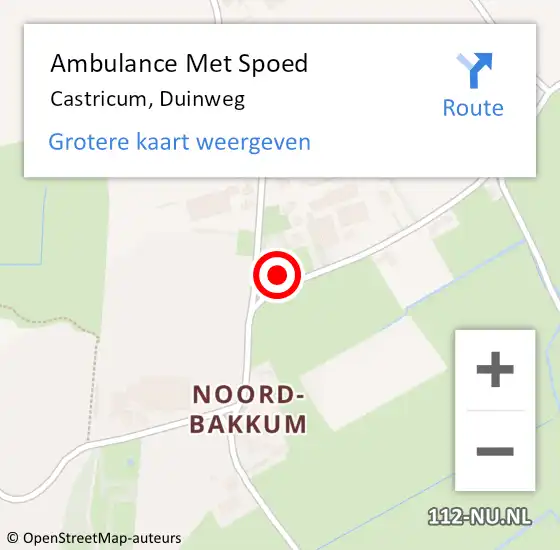 Locatie op kaart van de 112 melding: Ambulance Met Spoed Naar Castricum, Duinweg op 26 februari 2024 02:17