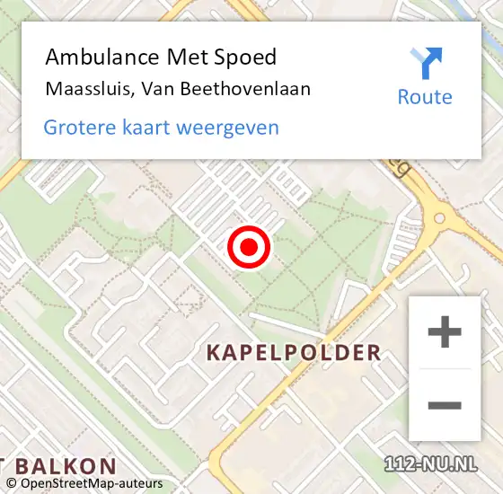 Locatie op kaart van de 112 melding: Ambulance Met Spoed Naar Maassluis, Van Beethovenlaan op 26 februari 2024 04:12