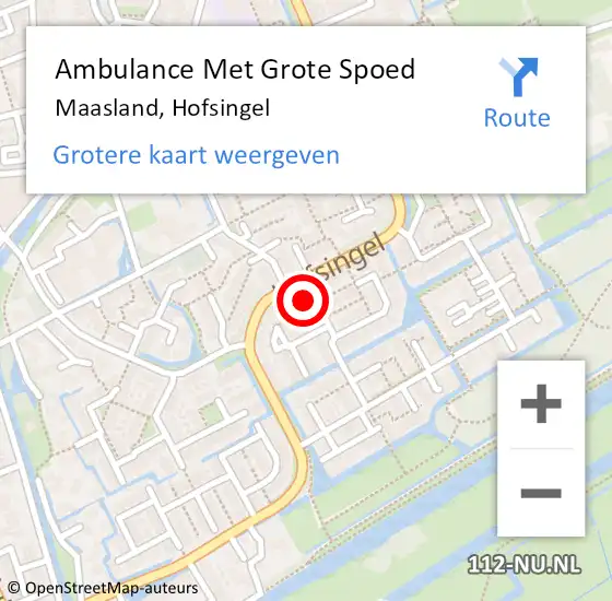 Locatie op kaart van de 112 melding: Ambulance Met Grote Spoed Naar Maasland, Hofsingel op 26 februari 2024 05:40