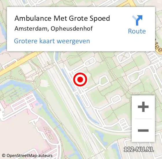 Locatie op kaart van de 112 melding: Ambulance Met Grote Spoed Naar Amsterdam, Opheusdenhof op 26 februari 2024 06:26