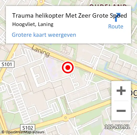 Locatie op kaart van de 112 melding: Trauma helikopter Met Zeer Grote Spoed Naar Hoogvliet, Laning op 26 februari 2024 06:43