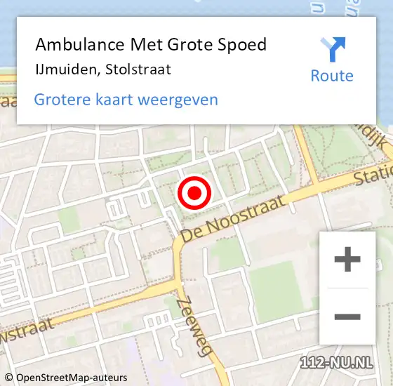 Locatie op kaart van de 112 melding: Ambulance Met Grote Spoed Naar IJmuiden, Stolstraat op 26 februari 2024 06:53