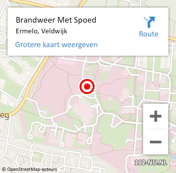 Locatie op kaart van de 112 melding: Brandweer Met Spoed Naar Ermelo, Veldwijk op 26 februari 2024 06:54