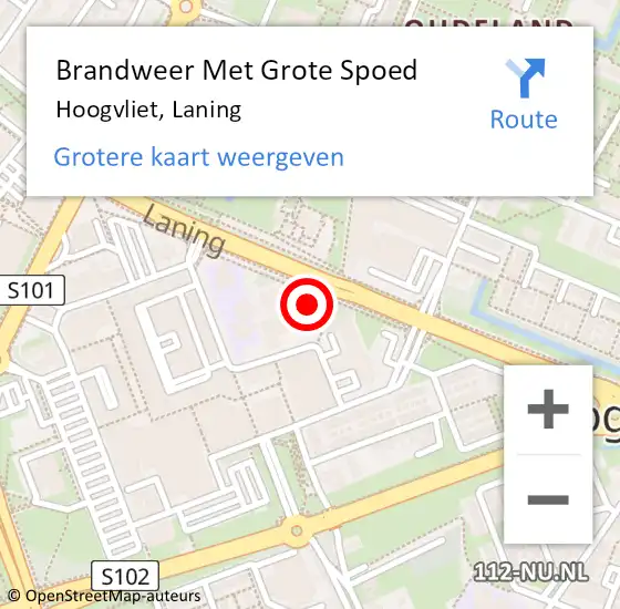 Locatie op kaart van de 112 melding: Brandweer Met Grote Spoed Naar Hoogvliet, Laning op 26 februari 2024 07:03