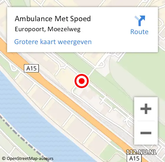 Locatie op kaart van de 112 melding: Ambulance Met Spoed Naar Europoort, Moezelweg op 26 februari 2024 07:14