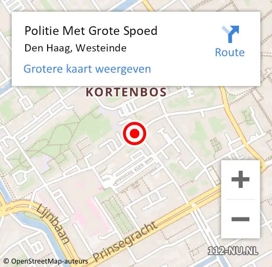 Locatie op kaart van de 112 melding: Politie Met Grote Spoed Naar Den Haag, Westeinde op 26 februari 2024 07:40