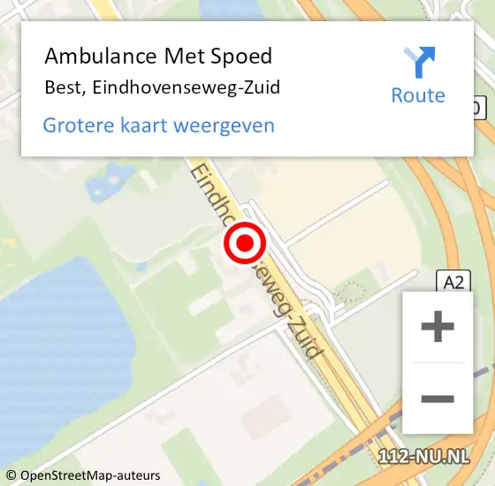 Locatie op kaart van de 112 melding: Ambulance Met Spoed Naar Best, Eindhovenseweg-Zuid op 26 februari 2024 07:41