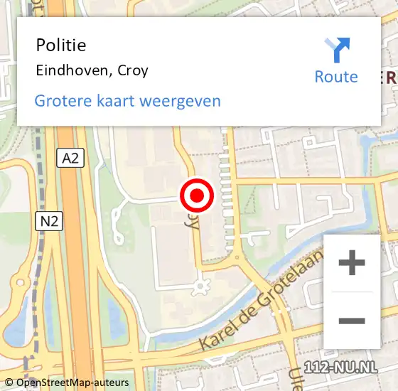 Locatie op kaart van de 112 melding: Politie Eindhoven, Croy op 26 februari 2024 07:45