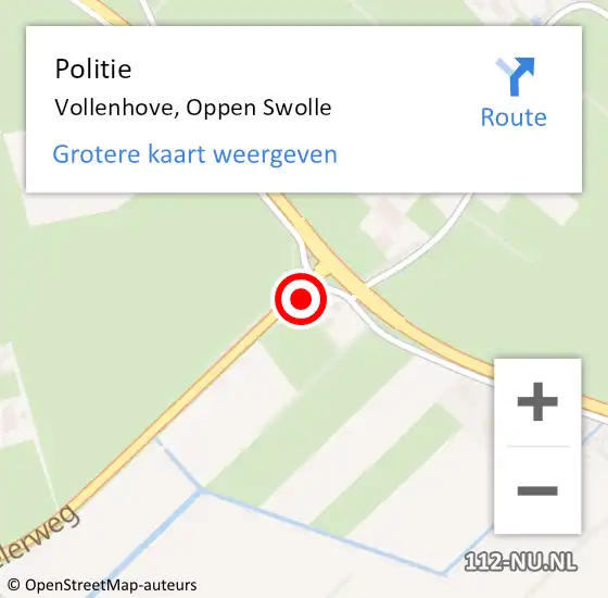 Locatie op kaart van de 112 melding: Politie Vollenhove, Oppen Swolle op 26 februari 2024 07:53