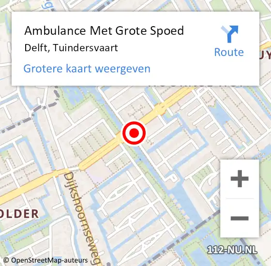Locatie op kaart van de 112 melding: Ambulance Met Grote Spoed Naar Delft, Tuindersvaart op 26 februari 2024 08:38