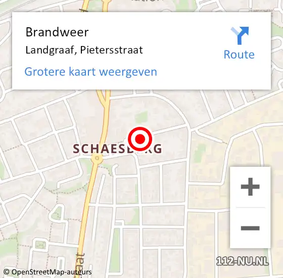 Locatie op kaart van de 112 melding: Brandweer Landgraaf, Pietersstraat op 15 oktober 2013 19:15