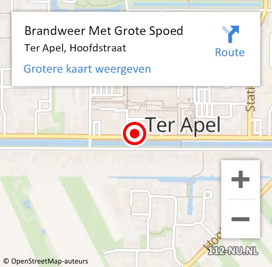 Locatie op kaart van de 112 melding: Brandweer Met Grote Spoed Naar Ter Apel, Hoofdstraat op 26 februari 2024 09:50