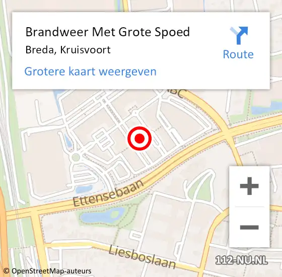 Locatie op kaart van de 112 melding: Brandweer Met Grote Spoed Naar Breda, Kruisvoort op 26 februari 2024 09:53