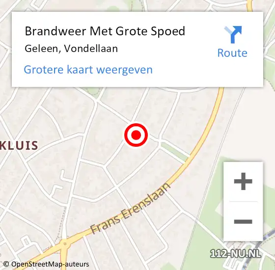 Locatie op kaart van de 112 melding: Brandweer Met Grote Spoed Naar Geleen, Vondellaan op 26 februari 2024 10:14