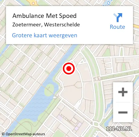 Locatie op kaart van de 112 melding: Ambulance Met Spoed Naar Zoetermeer, Westerschelde op 26 februari 2024 11:14