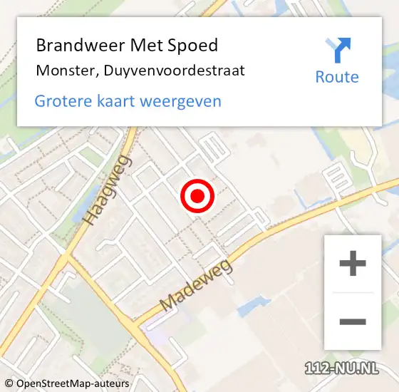 Locatie op kaart van de 112 melding: Brandweer Met Spoed Naar Monster, Duyvenvoordestraat op 26 februari 2024 11:16